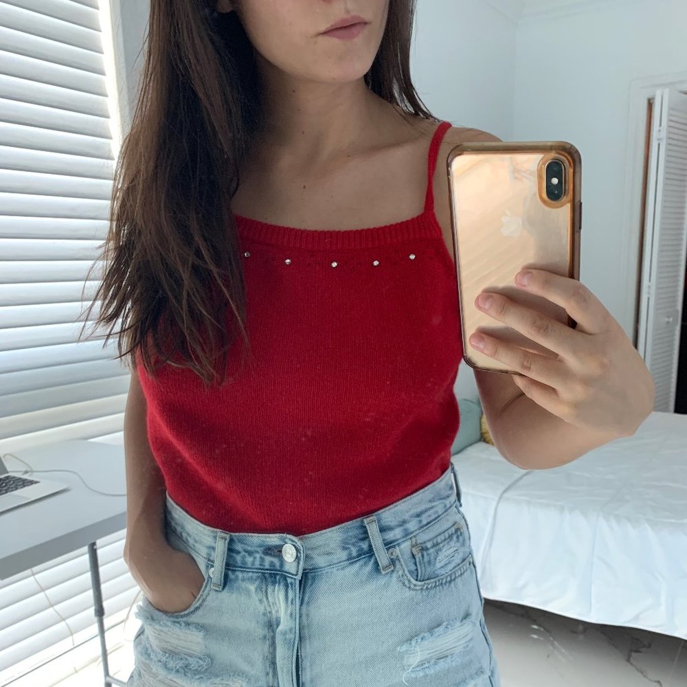 Bright red top